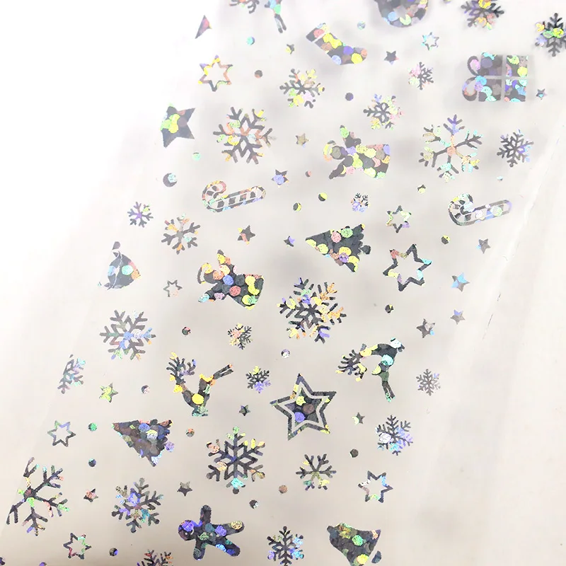 Christmas Theme Nail Foil 3D DIY Snowflakes Manicure Nail Art Transfer Starry Sticker Decorations Accessories