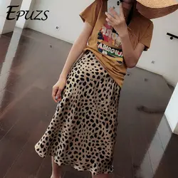 Винтажная леопардовая юбка женская трапециевидная юбка с высокой талией летние юбки женские 2019 корейские модные длинные юбки осень