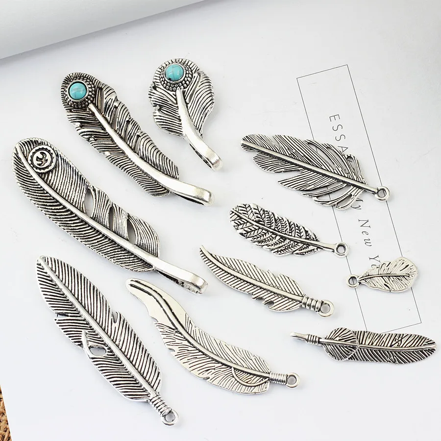 

5pc/lot Diary handmade material Bohemian national retro alloy jewelry accessories ancient silver Tibetan silver leaf accessories