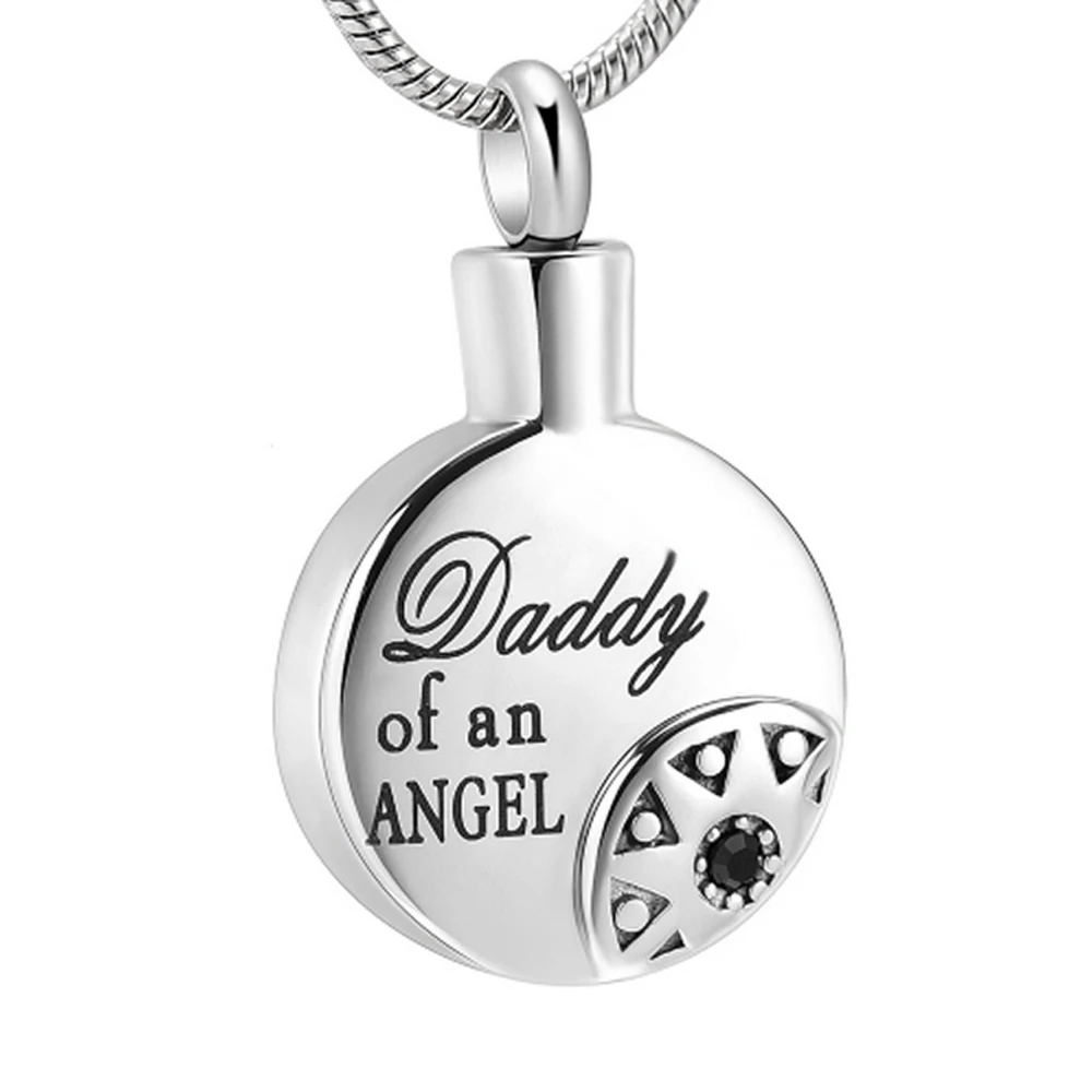 "DADDY Of An Angel" Cremation Jewelry for Ashes Holder Round Memorial