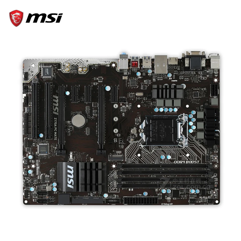 Original MSI Z170A PC MATE Desktop Motherboard Z170 Socket LGA 1151 i3 i5 i7 DDR4 64G ATX 100% Fully Test | Компьютеры и офис