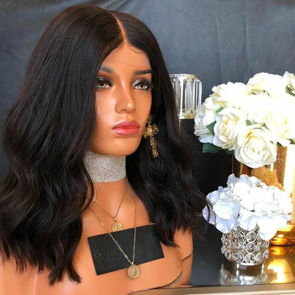 250 Density Lace Front Human Hair Wigs For Women Black Deep Part 13x6 Lace Front Wig Short Bob Human Hair Lace Wig Remy Aimoonsa