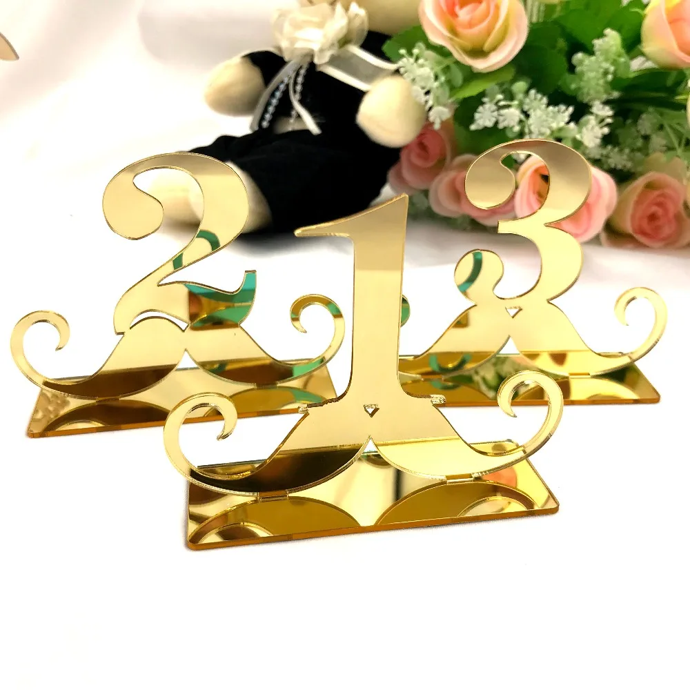 Table Number Signs for Wedding Party Decor Silver Gold Acrylic Table Numbers Roman Numerals Geometric Boho Centerpiece Wedding Decoration (3)