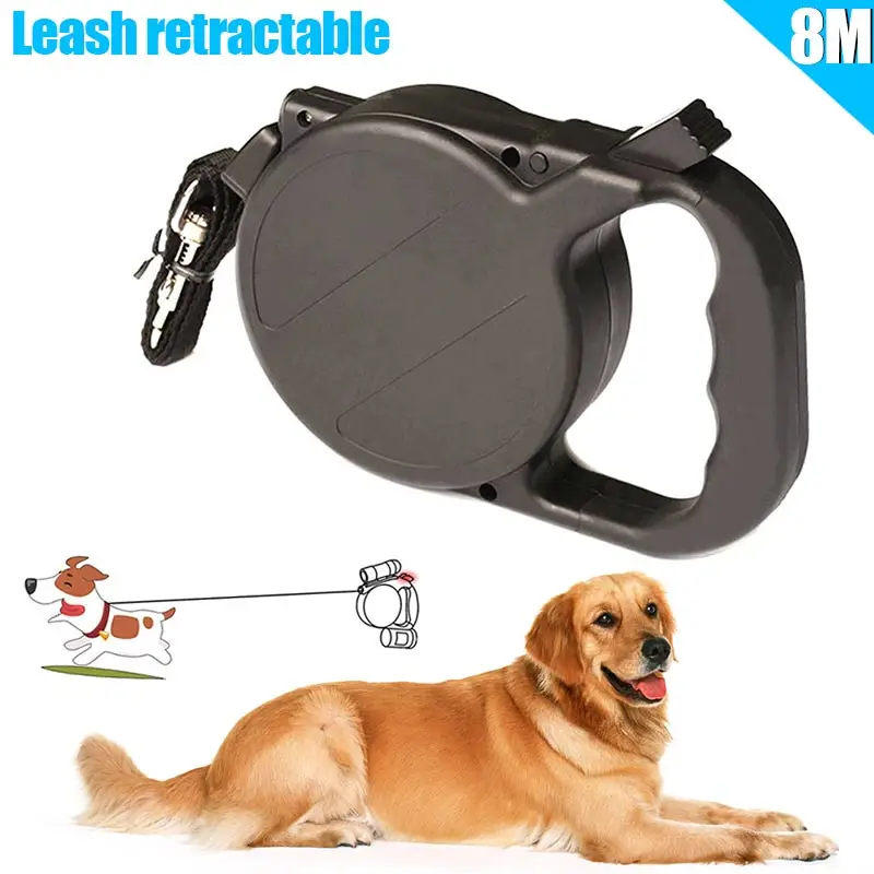 

8m/26ft Dog Collar Leash Automatic Retractable Puppy Patrol Rope Walking Leads Traction Pet Supplies For Drop Ship