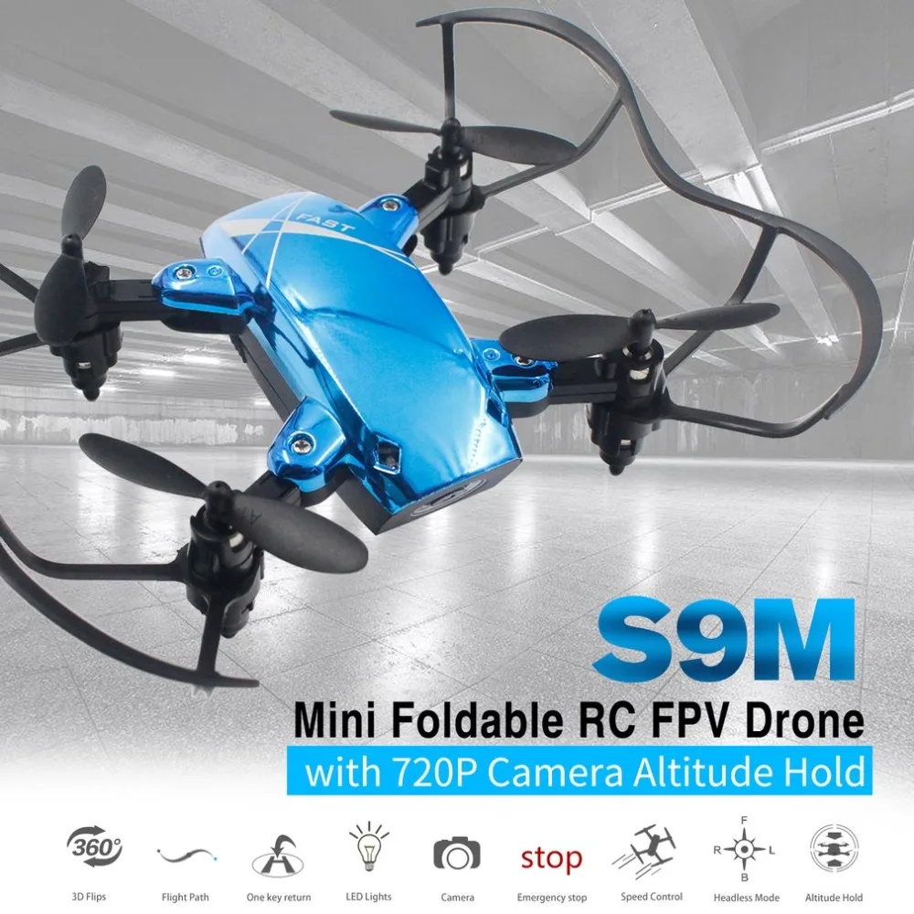 

S9M 2.4G Mini Pocket Foldable FPV RC Quadcopter Drone with 720P HD Wifi Camera Real-time Altitude Hold Headless Mode