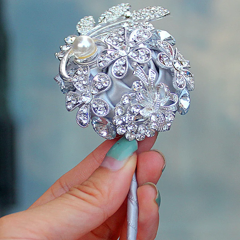 

White Handmade Crystal Bridal Wedding Corsages Flower Pearl Boutonniere Wedding Men 2018 New Wedding Accessories novio ramillete