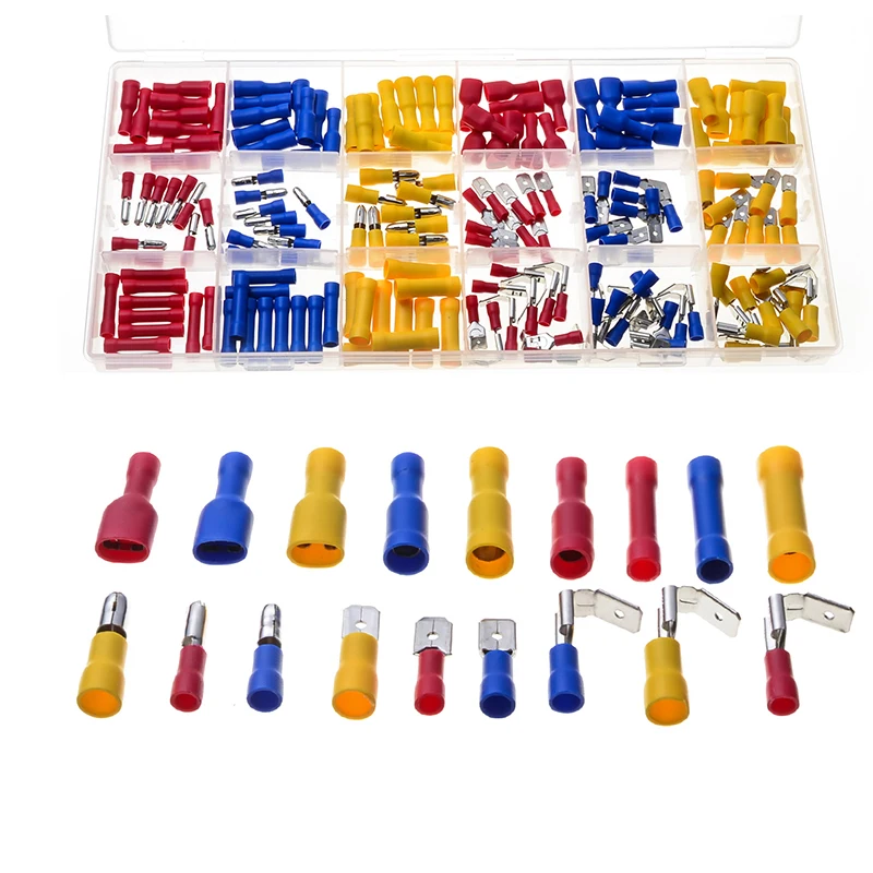 180PCS PVC Insulated Butt Connectors Waterproof Piggy Back Terminators