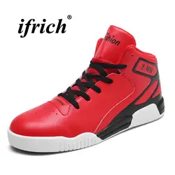 Для мужчин высокие баскетбольные кроссовки красные, черные обувь для баскетбола резиновая подошва мужские баскетбольные комфортные