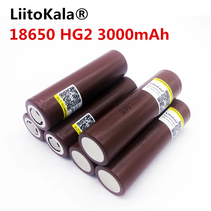 LiitoKala для электронных сигарет HG2 18650 18650 3000 mah, аккумуляторы с высокой разрядкой, 30A большой ток