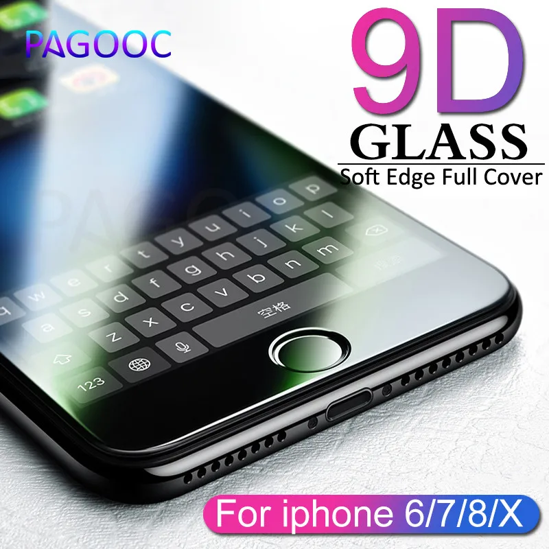 

Full Curved 9D Full Cover Tempered Glass on the For iPhone 6 6S Plus 7 8 X Screen Protector For iPhone 7 8 Plus Protection Film