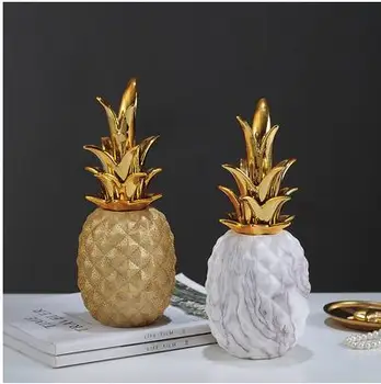 

Golden ceramic pineapple crafts ornaments, Nordic creative home office desktop decorations, beautiful porcelain