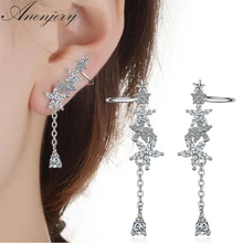 Anenjery 925 пробы серебро AAA циркон лед листья цветок Капля воды Кисточка Серьги-Крючки для ушей oorbellen S-E552