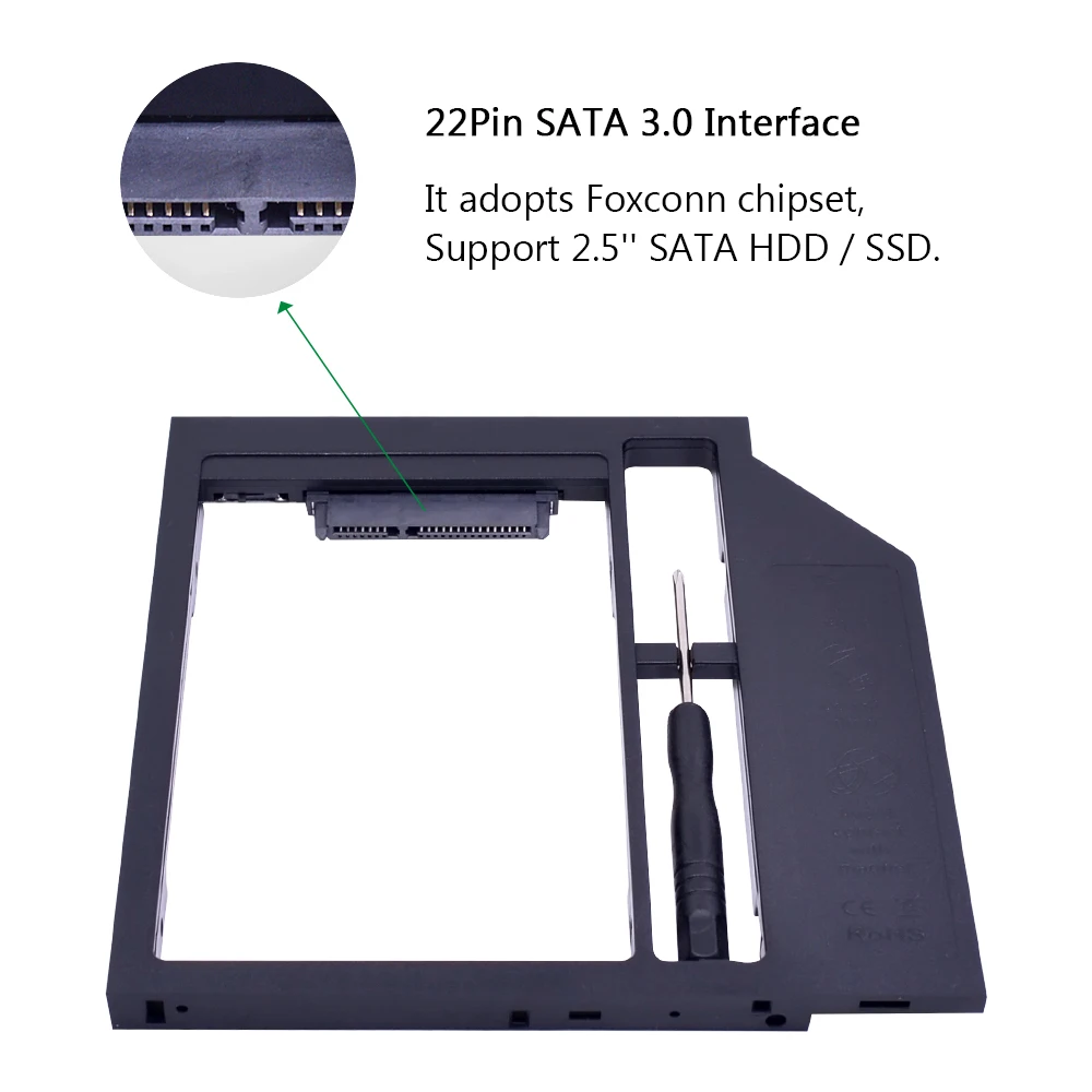 CHIPAL SATA 3,0 Second 2nd HDD Caddy 9 мм 9,5 мм для 2," SSD чехол Корпус жесткого диска адаптер для ноутбука CD корпус для ноутбука DVD ROM optibay