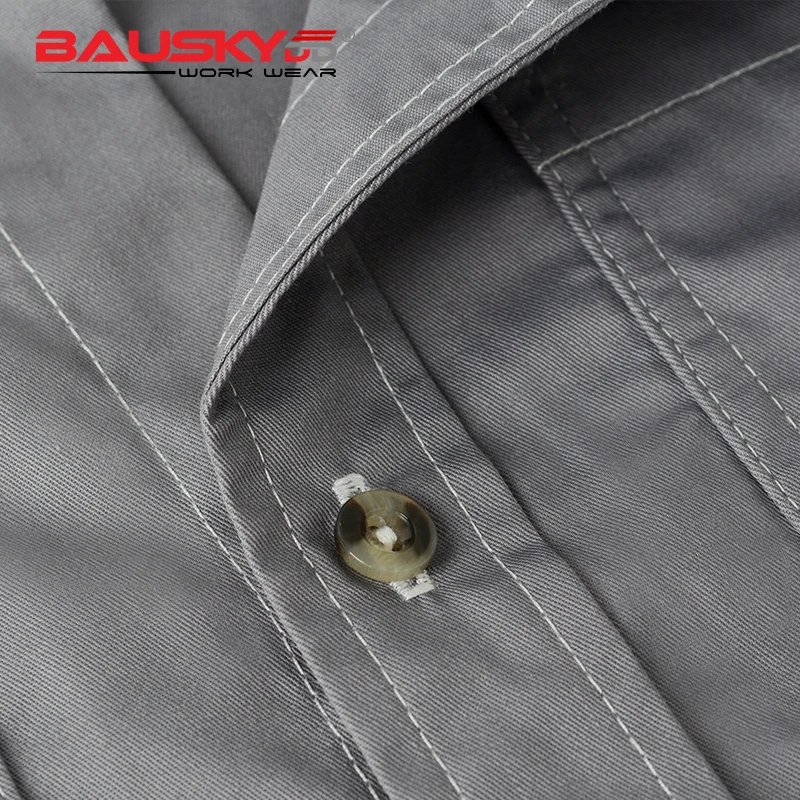 Bauskydd рабочая одежда мужские Для женщин Летняя Рабочая Рубашка с короткими рукавами с кнопкой Extra Large Размеры синий серый