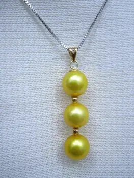 

AAA round 10-11mm south sea natural en pearl pendant necklace 925silver