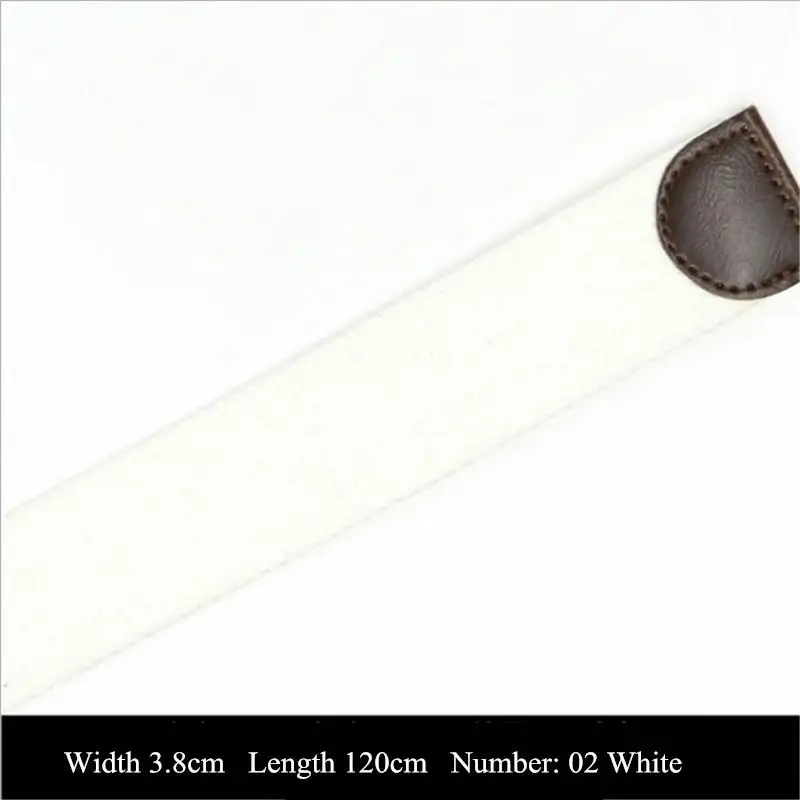 BOKADIAO мужской женский холщовый ремень без пряжки утолщенный Роскошный пояс ремень для джинсов черные плетеные полосы ремни 3,8 см широкий ремень Мужской - Цвет: White02