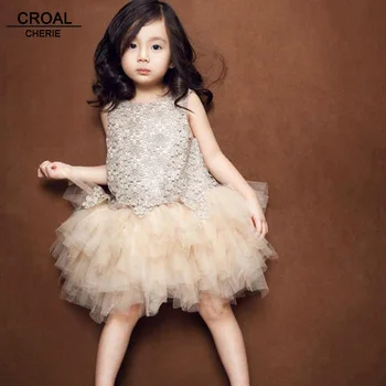 

100-160cm Sleeveless Girls Lace Wedding Dress Summer Style princess Costume For Kids Ball Gown Floral Girls Party Dress Cute