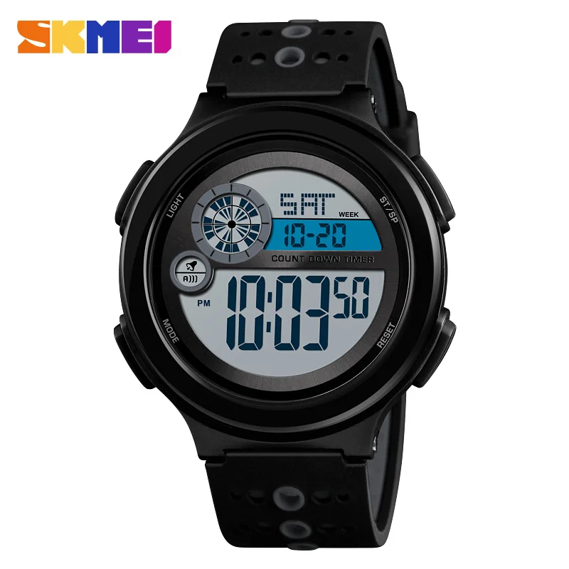 SKMEI 2 Time Sport Watch Men Chrono Stopwatch Wrist Watches For Mens Outdoor Digital Alarm Clock montre homme 1374 Hour