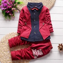 2016 mode Printemps gentleman style vêtements pour enfants ensemble bébé garçons vêtements ensemble faux trois pièces vêtements enfants tenues costume
