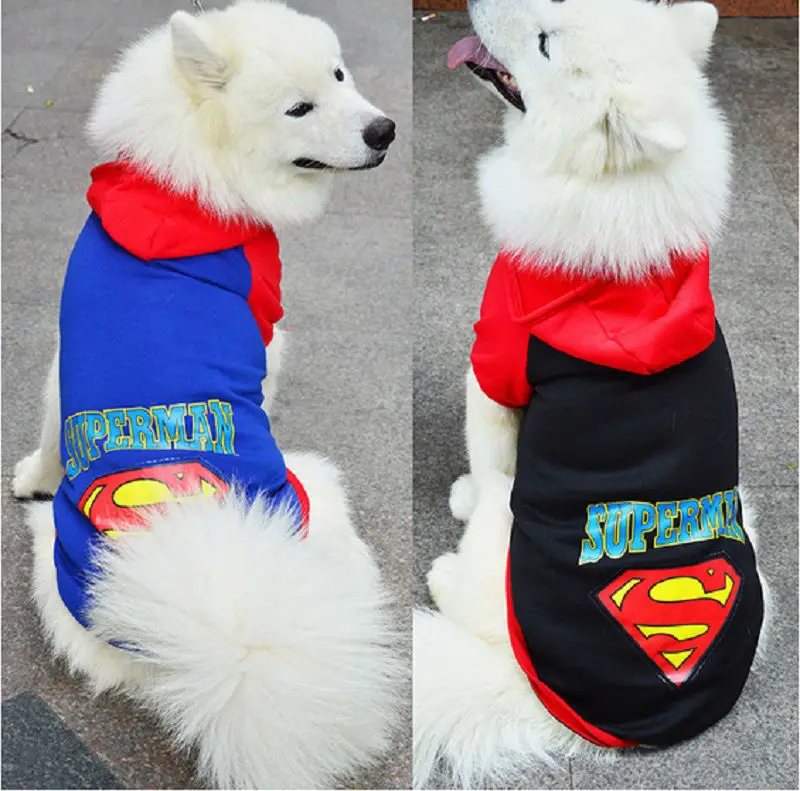 

D49 Brand Fashion 3XL-9XL big size dog Hoodies Sweatshirts Superman pattern Large Dog coat Jacket Clothes Pets Products Supplies