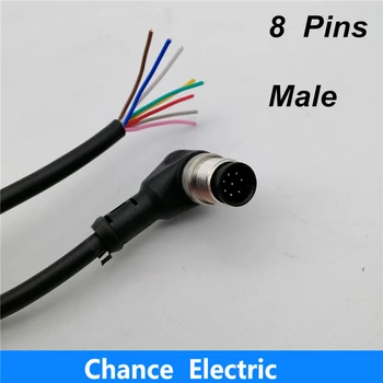 

M12 8pins male 90 angle Sensor Connector M12 8Pins black plug Bended Type used for proximity sensor