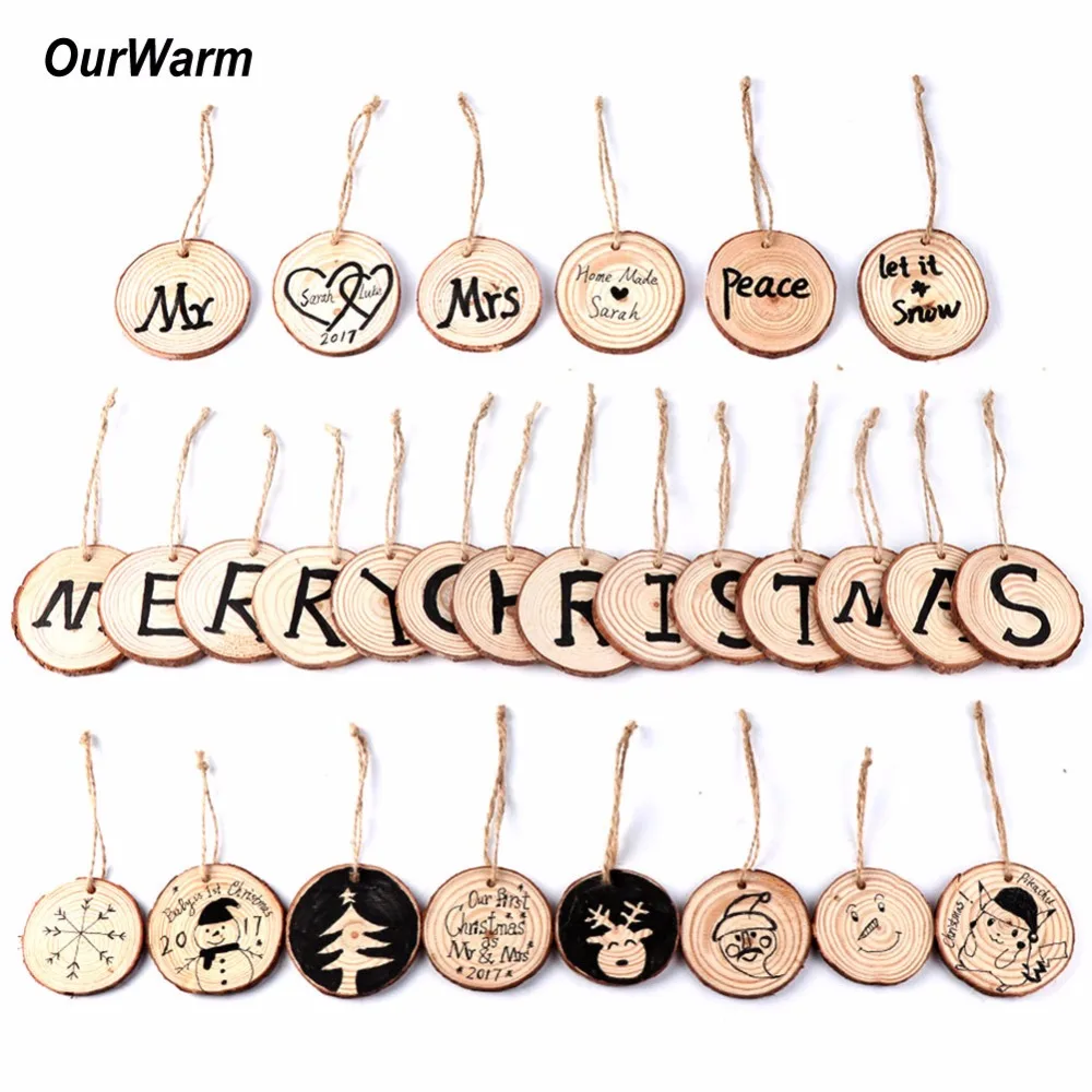 Ourwarm 50pcs 5-6cm Natural Wood Slices for Birthday Party Diy Decorations Kids Table Number Cards Wedding Decoration Gift Tags