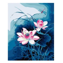 MOLEK DIY картина маслом по номерам комплект цветы лотоса живопись чернилами акриловая живопись на холсте Современный домашний декор Настенная картина