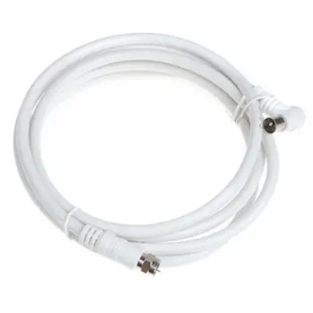 

High Quality White 6.6ft 9.5mm 90 Degrees Male to F type Male Coaxial TV Satellite Antenna Cable