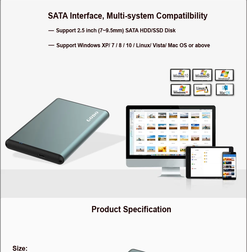 Sata III для USB3.0 Gen1 Тип-C 2,5 "внешний SSD/HDD жесткого диска корпус/коробка с 6 Гбит/с UASP для Тетрадь Рабочий стол Mac