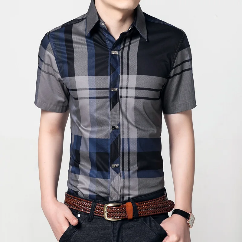 New Fashion Contrast Color Collar font b Men b font font b Shirt b font Short