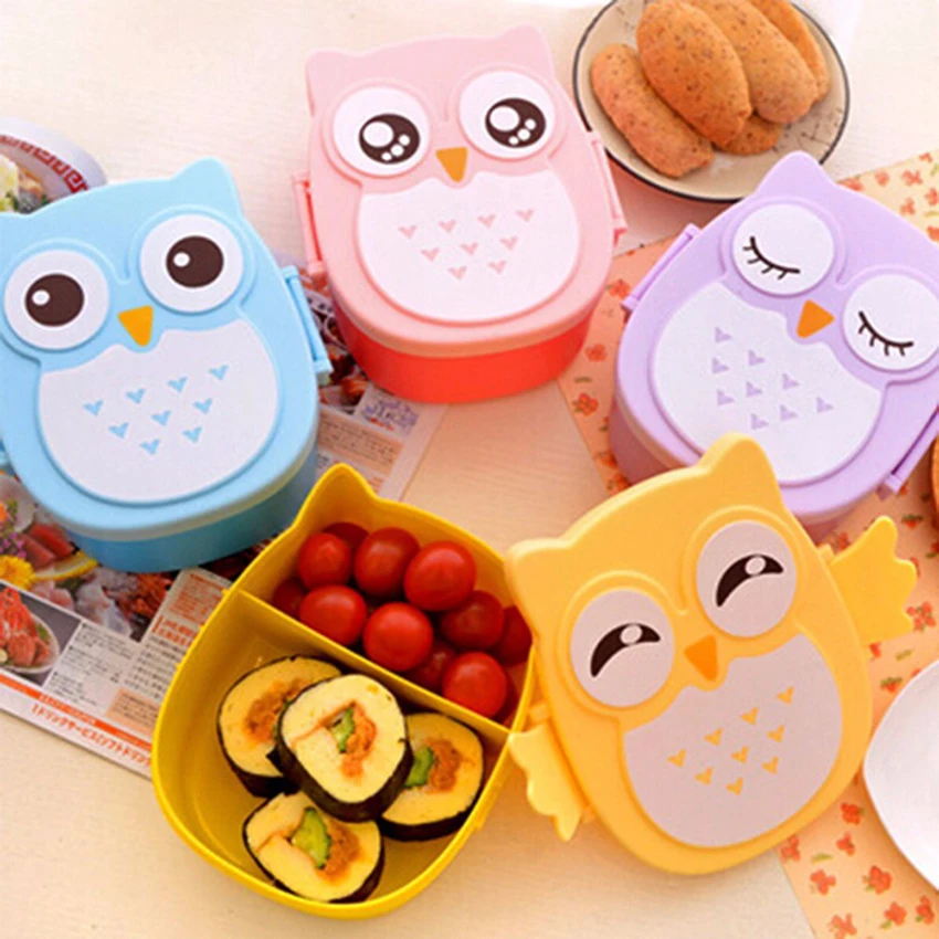 

Microwave Bento Container with compartments Case Dinnerware bento box food box Storage for kids Kawaii Owl school lunch box