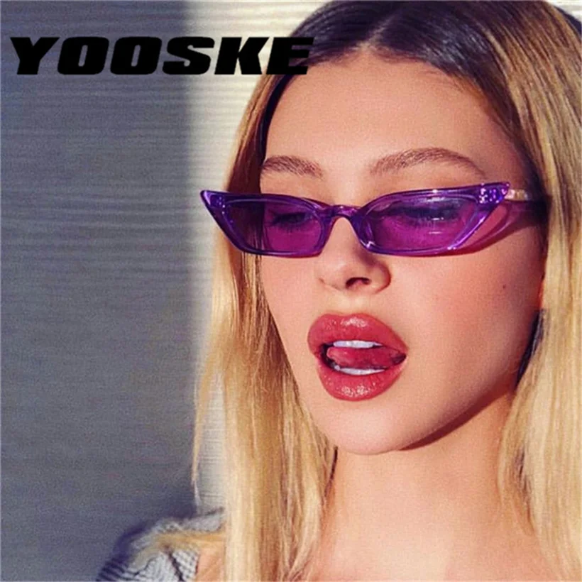 

YOOSKE Women Cat Eye Sunglasses Small Size Brand Designer Fashion Retro Ladies Sun Glasses Black Pink Red Glasses UV400
