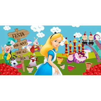 

Colorwonder Alice in Wonderland Photography Background Girl with Magic World and Animals 7X5ft Cartoon Vinyl Backdrop for Kids