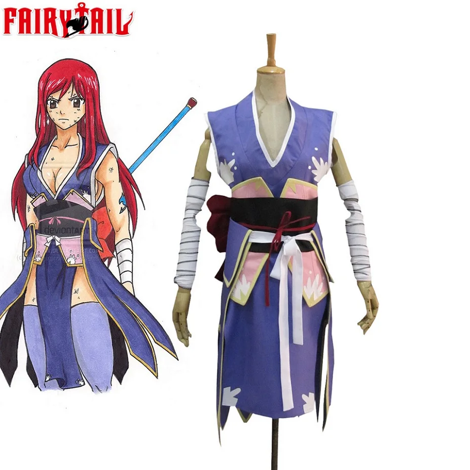 High-Q Unisex Anime Cos Titania Erza Scarlet Forever Empress Armor Kimono Cosplay Costume Set