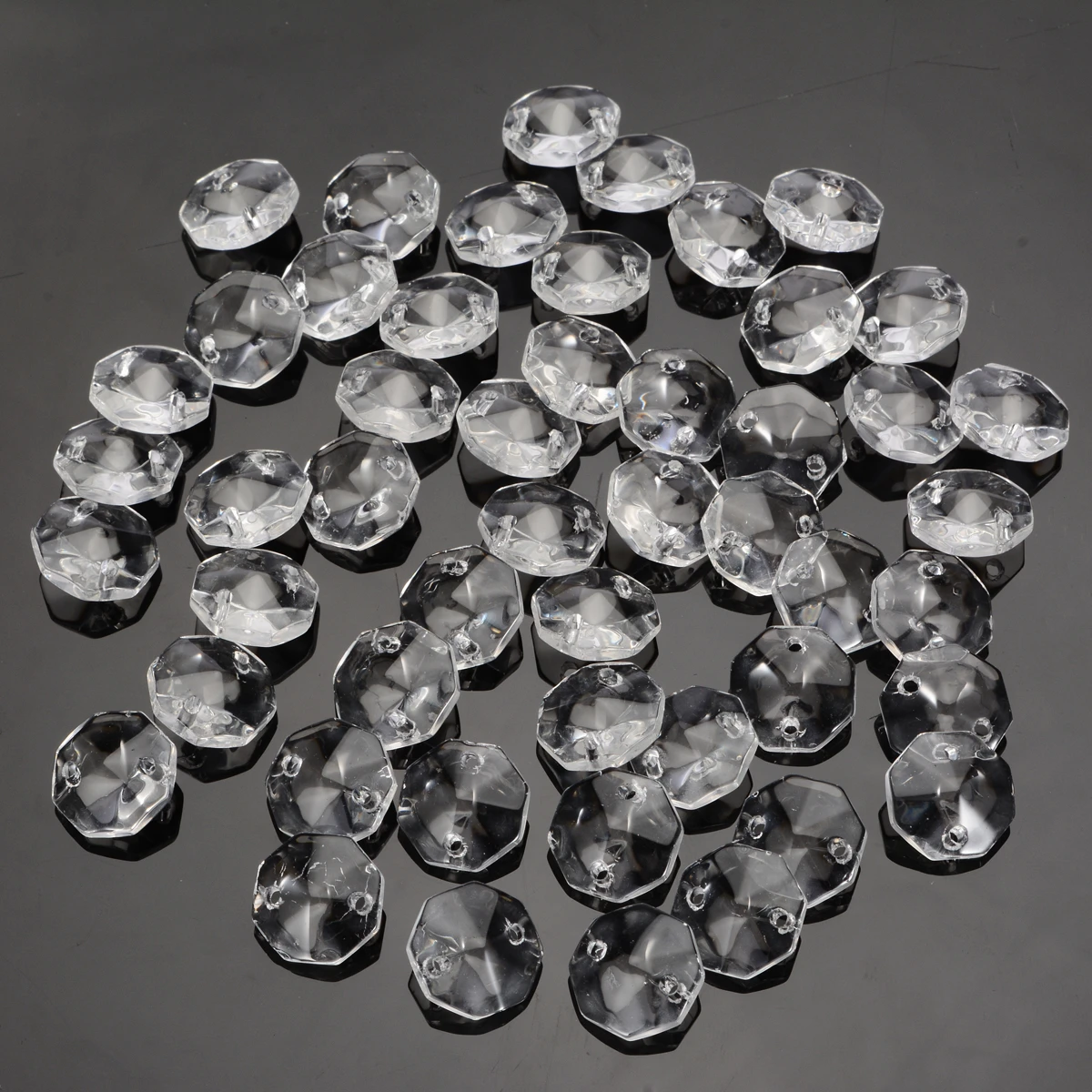 100 PCS Clear Crystal Glass Chandelier Part Prisms Octagonal Beads Decor 14MM
