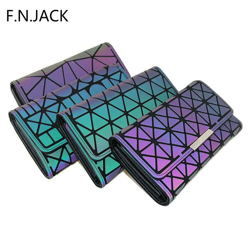 F. N. JACK новый женский кошелек сумка модная ночник легкий клатч конверт тройной