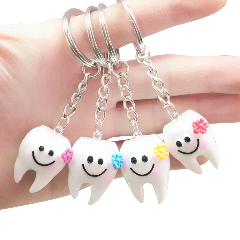 20 pcs Keychain Key Ring Hang Tooth Shape Cute Dental Giftin Key