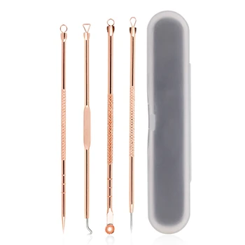 

YOKPN Professional Beauty Makeup Tools Kits Rose Gold Acne Needle Stainless Steel Blackhead Removal Acne Needles 1 Set 4 Pcs