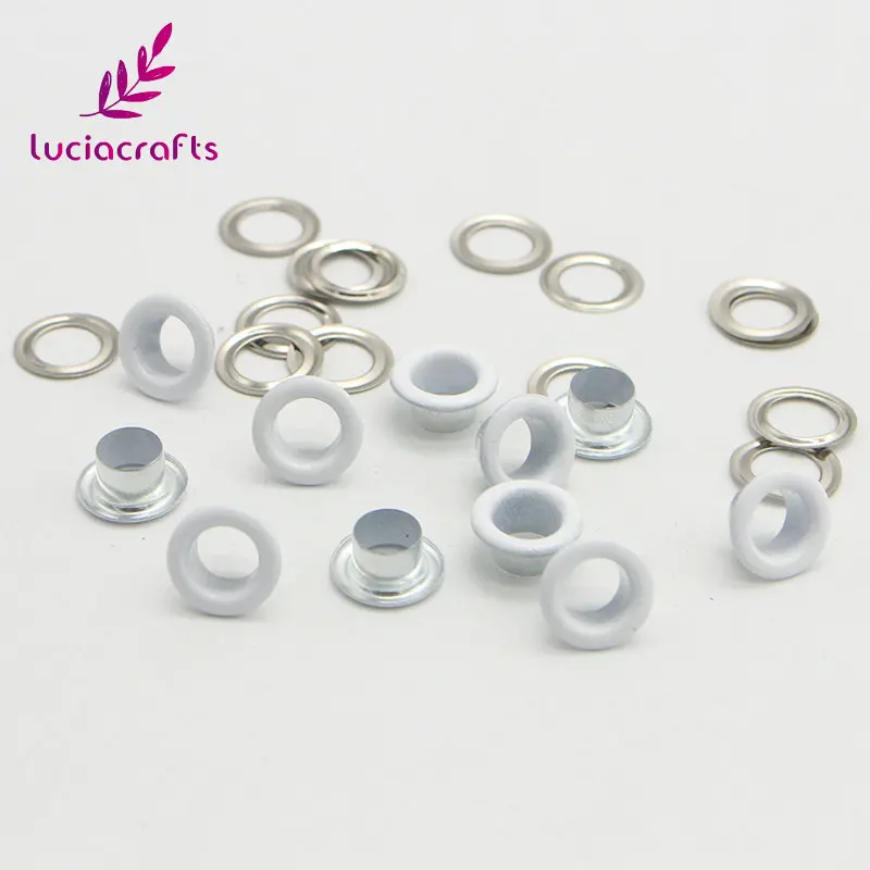 Lucia crafts 50 наборов 10,5*6,5*5 мм Металлические Люверсы для скрапбукинга поделки DIY украшения одежды куклы люверсы аксессуары G1301 - Цвет: white