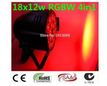 

Aleacion de aluminio LED par 18x12 W RGBW 4in1 LED Par Can dj Par64 spotlight proyector wash iluminacion luz de la etapa luz