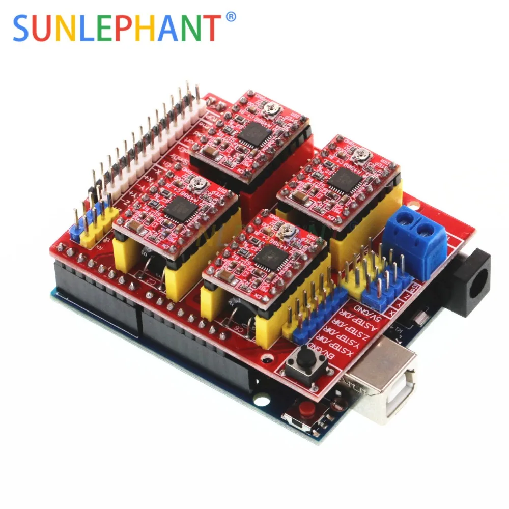 Cnc щит v3 гравировальный станок 3d принтер+ 4 шт. A4988 Плата расширения драйвера для Arduno+ UNO R3 с USB кабелем
