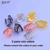 Accesorios de lujo para pendientes, accesorios para pendientes DIY en 4 colores, con cristales de circonia cúbica y flores grandes, 5 pares ► Foto 3/6