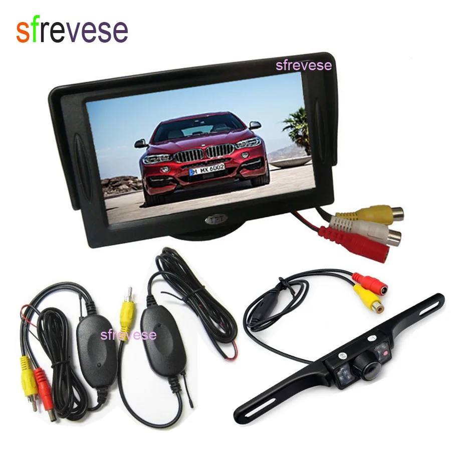

4.3" Vehicle Car LCD Monitor + Wireless 7 LED IR Parking Backup Reversing Car Rearview Camera kit Waterproof