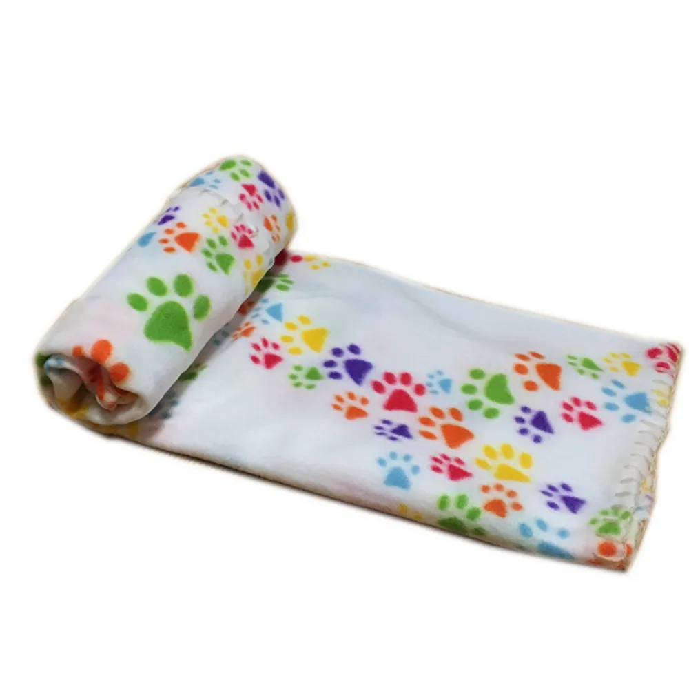 

Pet Mat Dog Cat Puppy Fleece For Small Dogs Paw Print Blanket Warm Soft Cushion Kennel Cage Pad House Washable #01