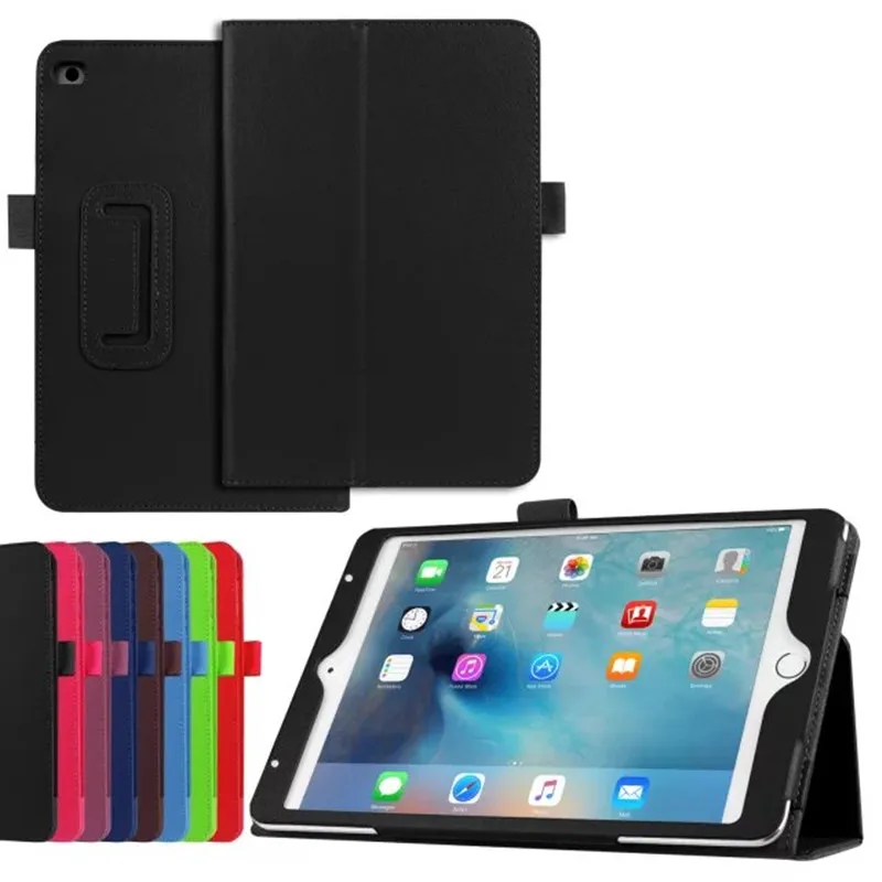 

Hot selling Business Litchi pattern stand Flip PU Leather Case for ipad mini 4 tablet cover case for ipad mini 4 +screen film