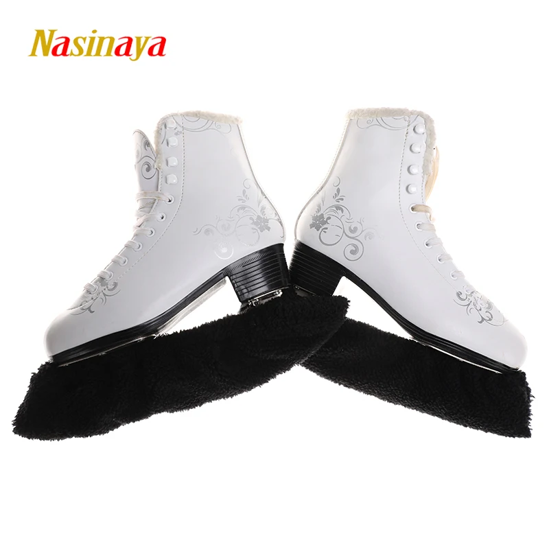 

child adult long fleece ice skating figure skating skate blade cover guard solid color hockey skate accessory athletic elastic
