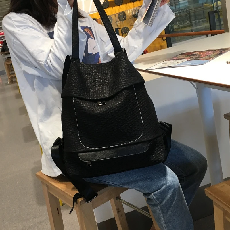 Dos Wb506 Nouvelle Véritable Sac Mouton De Épaule À Woonam Mode Cuir En Peau Noir 8xOwpRT