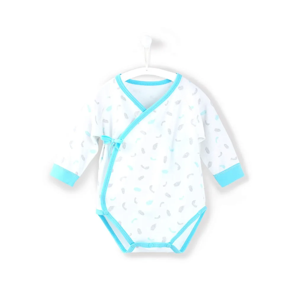 Для новорожденных боди для маленьких девочек летняя одежда хлопок боди One-штук перо узор Детские боди для новорожденных NY150049