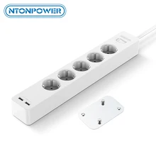 NTONPOWER Wall Mounted USB Power Strip Surge Protector with 3/5 Ports 2 USB Extension Socket EU Plug for Home Network Filter