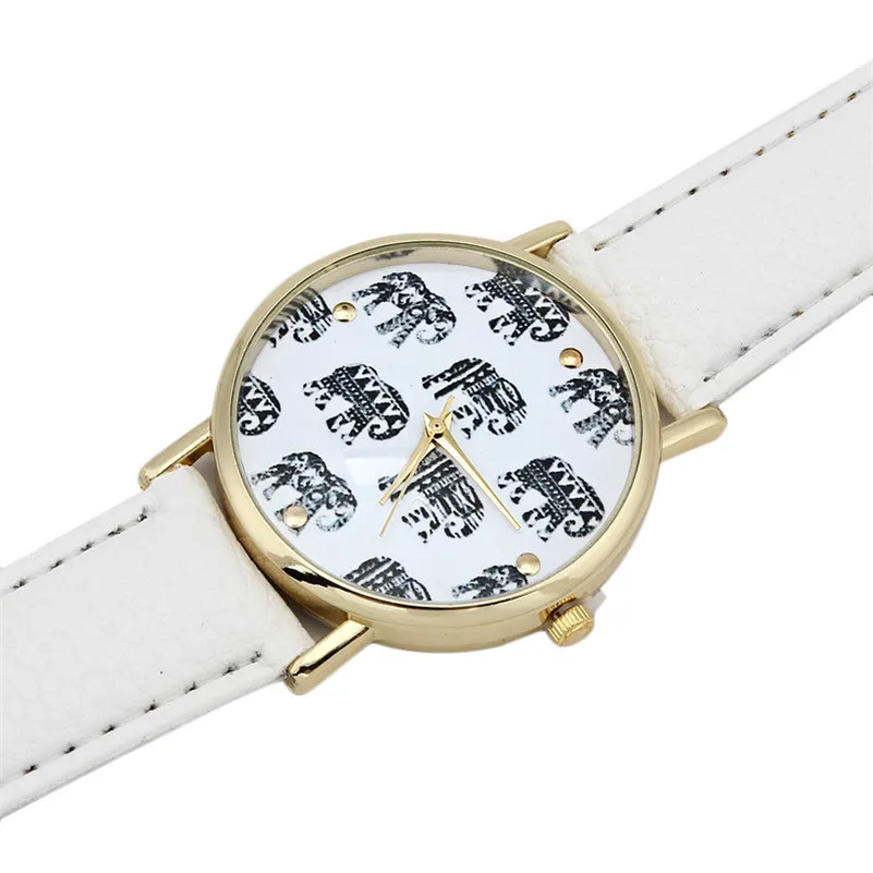 NEW Women's Watches Casual Elephant Pattern watch band leather alloy Analog Quartz Dial Wrist Watch clock relogio feminino M21 (5)